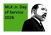 green and white graphic that says 2026 martin luther king jr day of service