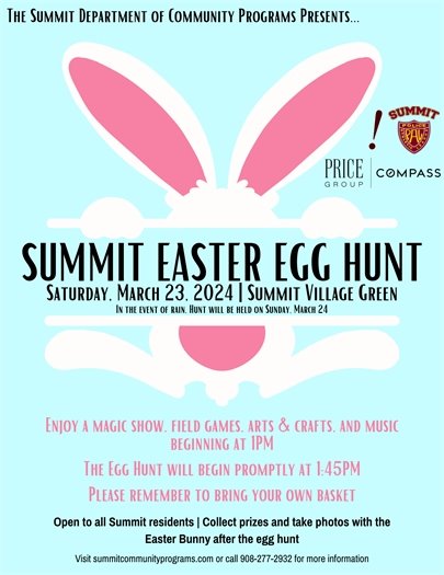 blue and pink flyer for easter egg hunt