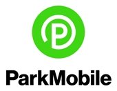 green, black, and white Parkmobile logo