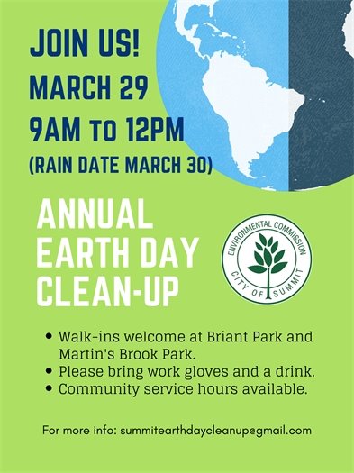 blue and green earth day clean-up flyer
