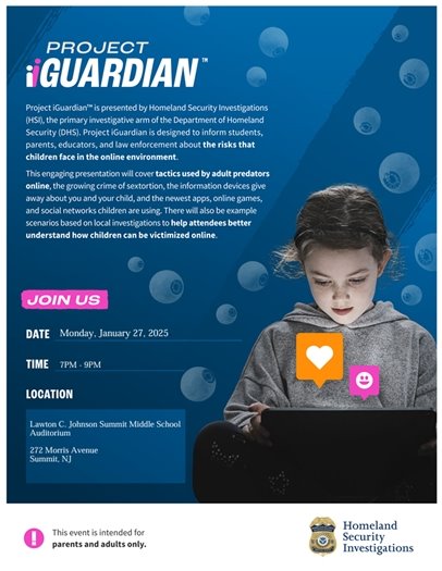 blue and white flyer with event information