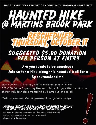 orange and black haunted hike flyer