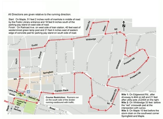 map screenshot with race route outlined in red arrows