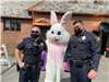 image of easter bunny with two summit police officers
