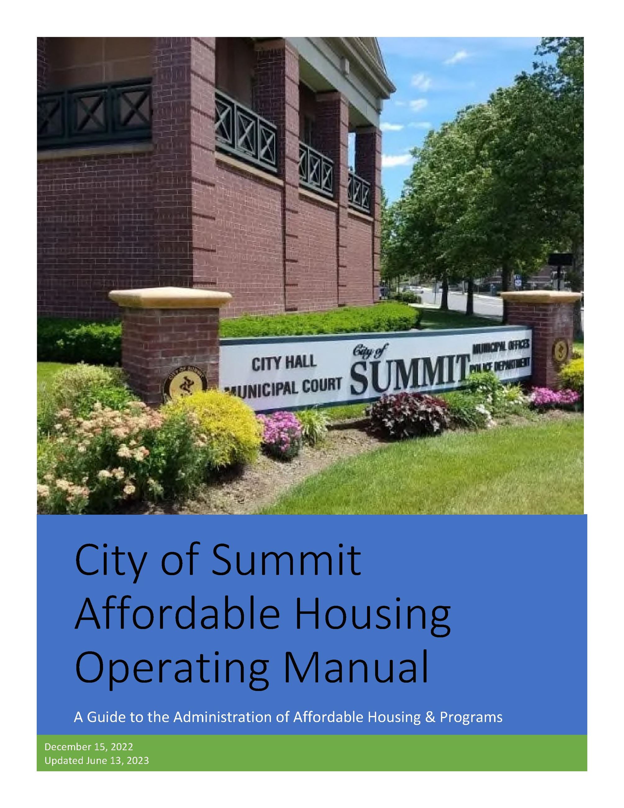 Summit Operating Manual Cover