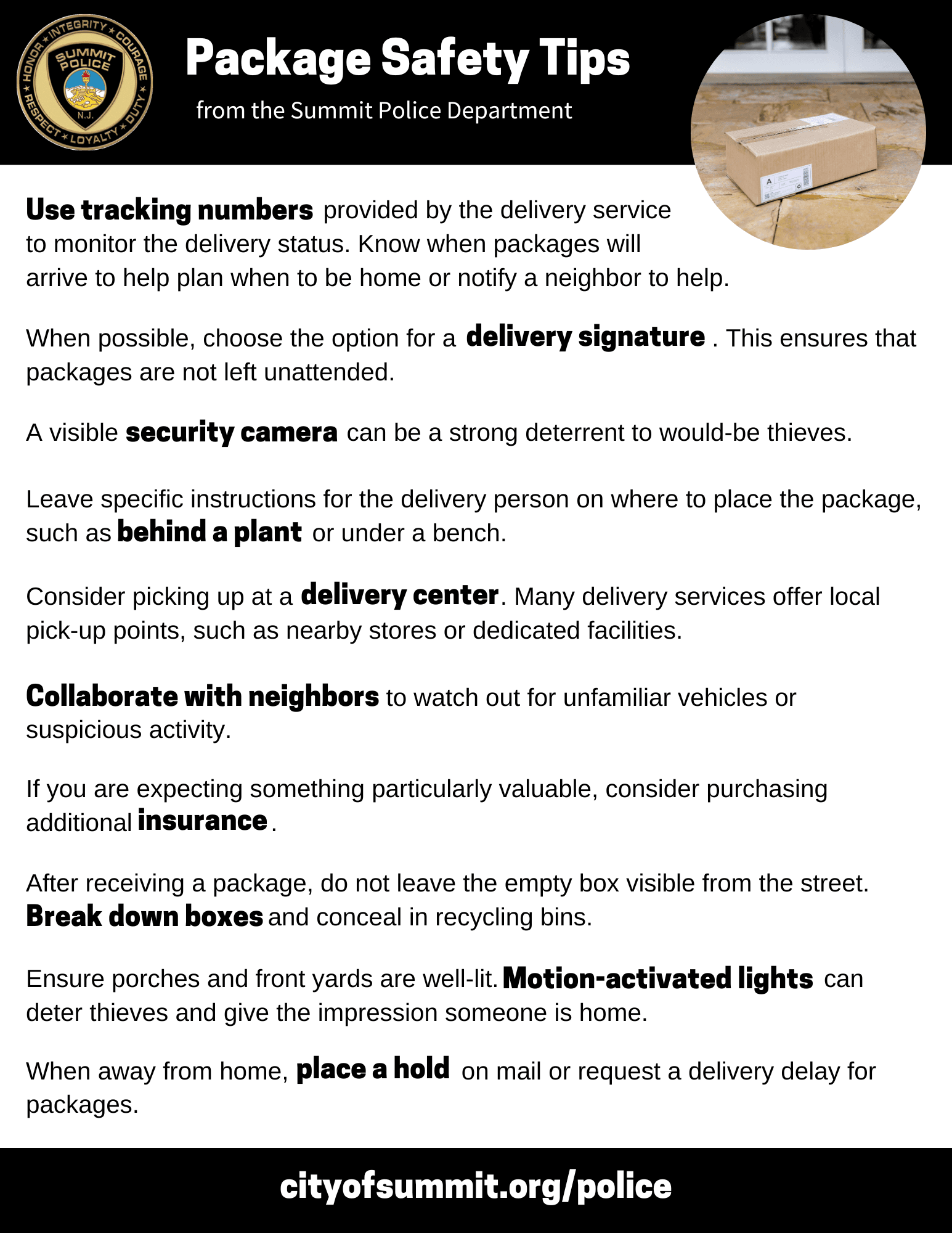 package safety tips flyer