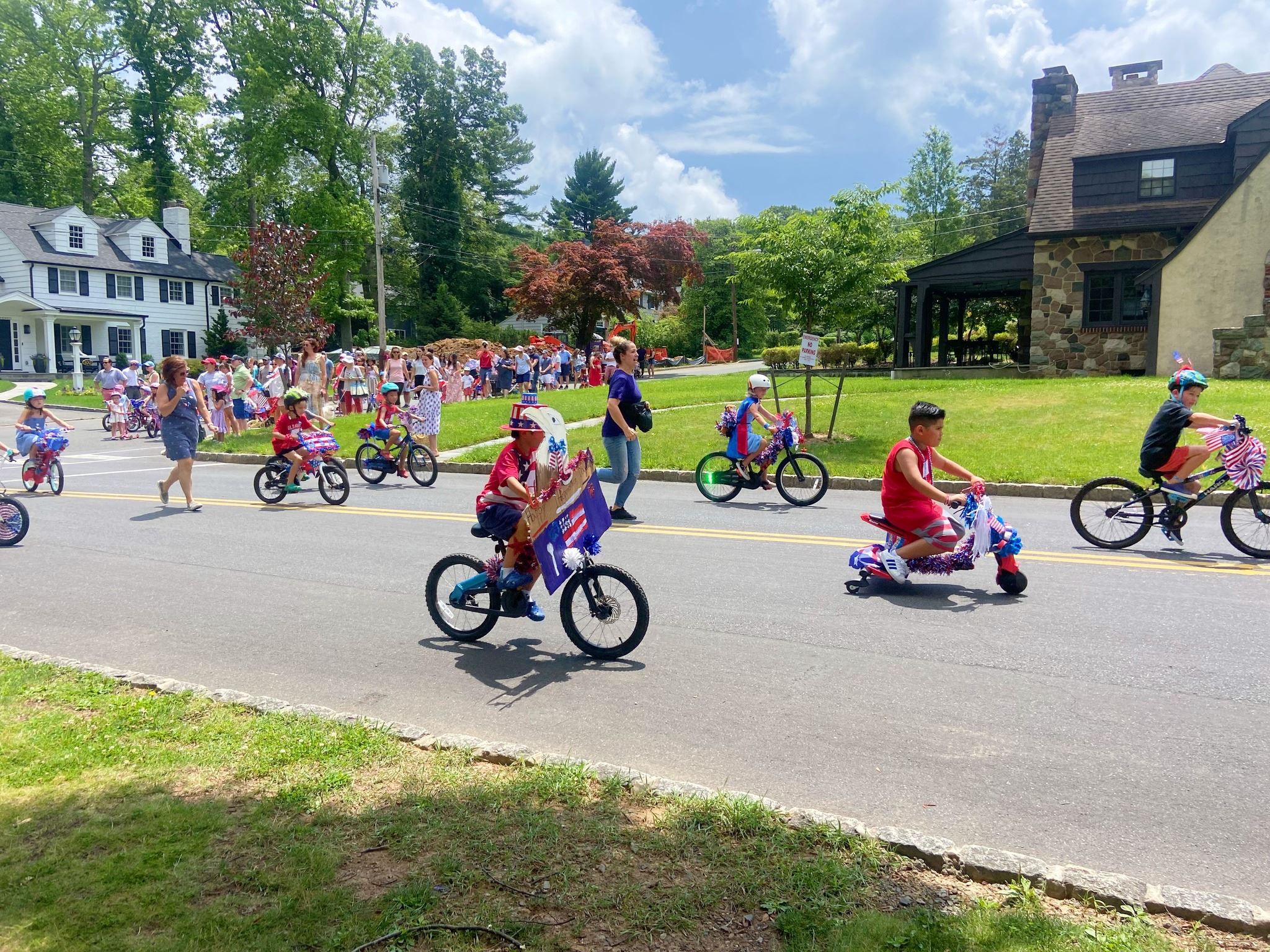 kids on bikes in fourth of july bicycle parade