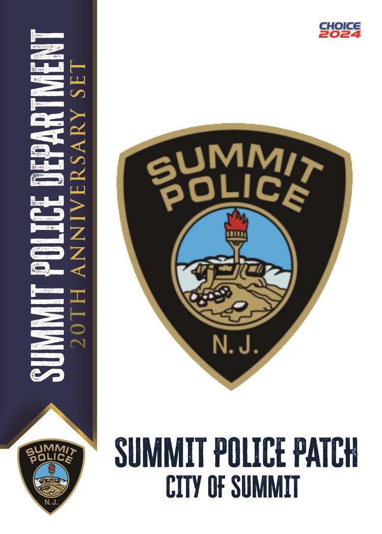 Summit police department trading card with police patch on the front