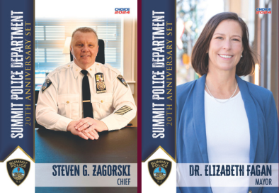 graphic with two summit police department trading cards