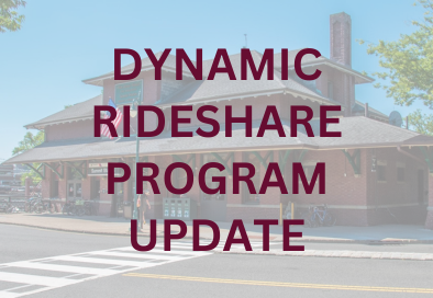 photo of train station with text on top that reads dynamic rideshare program update