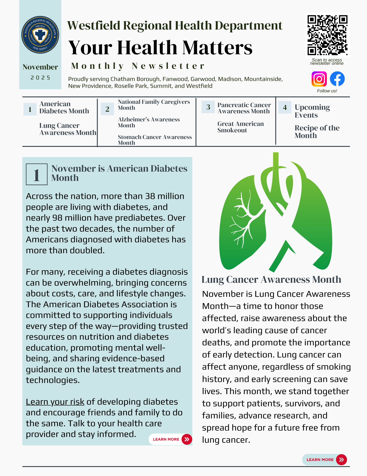 screenshot of health newsletter