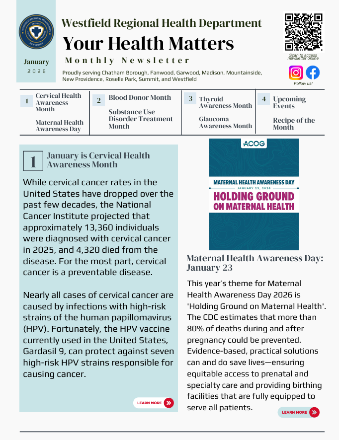screenshot of health newsletter cover