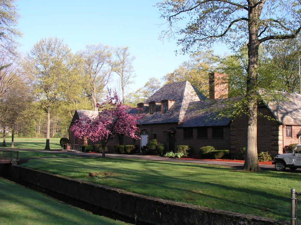 Cornog Field House located at Memorial Park, with scenic background