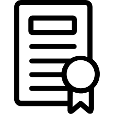 Black and white paper logo with a medal attached to it, representing an engineering permit