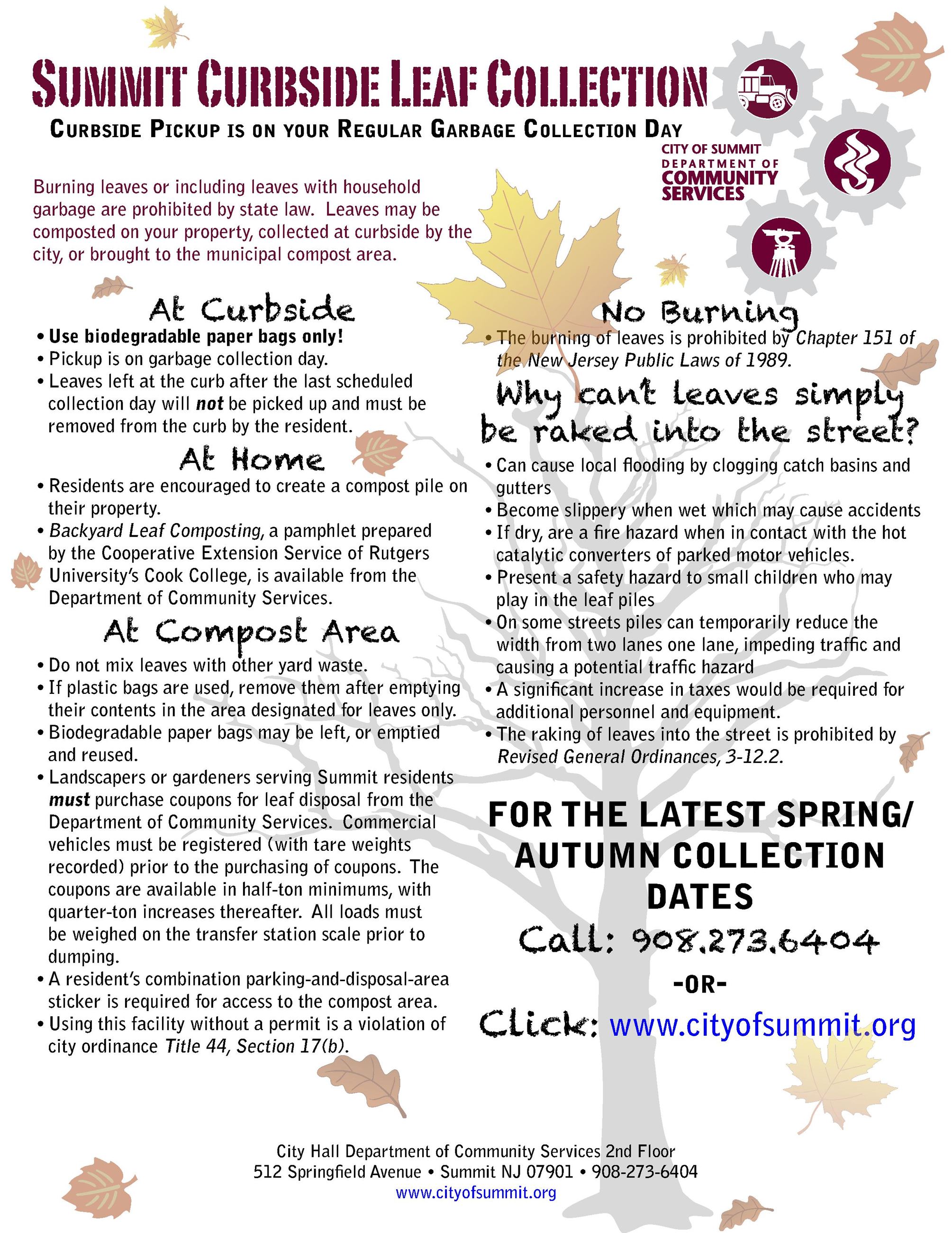 Curbside Leaf Collection flyer with information on the program