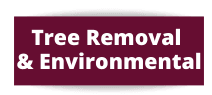 Tree Removal and Environmental Button in red with white lettering
