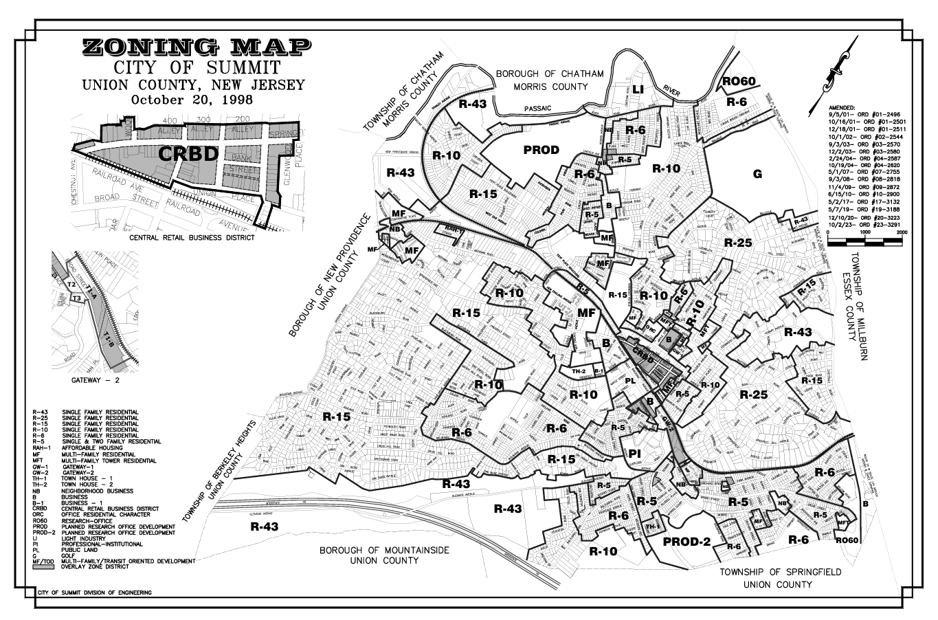 Map of Summit zoning sections