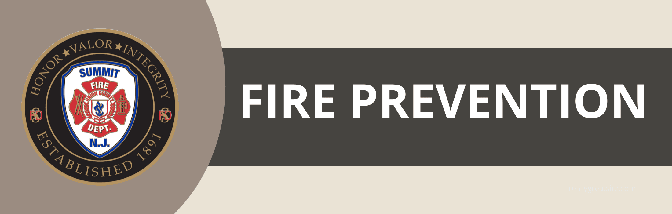 banner with the words fire prevention and the fire department logo