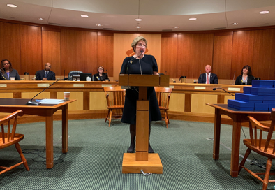 image of Mayor Nora Radest standing at the podium in Council Chambers