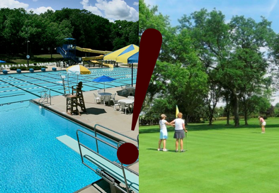 graphic with image of pool and golf course