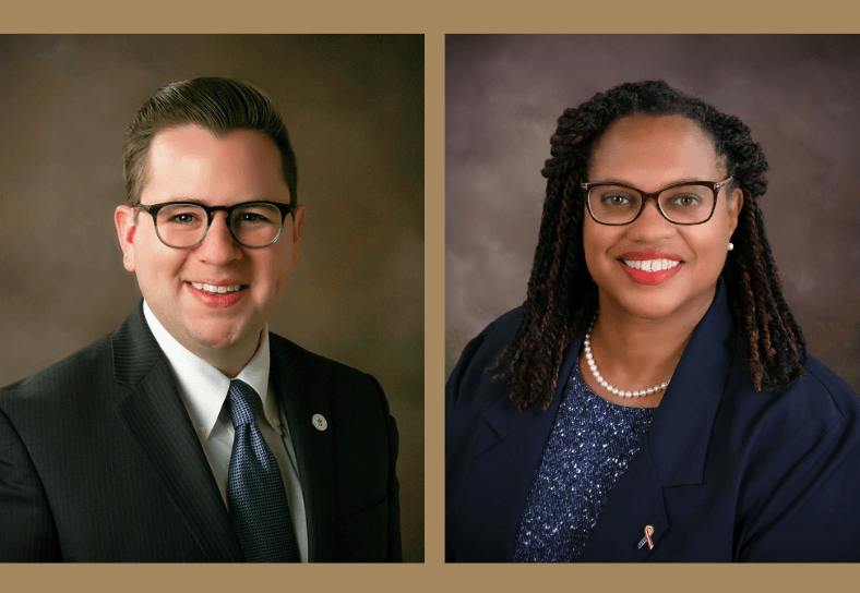 graphic with two headshots of Summit councilmembers