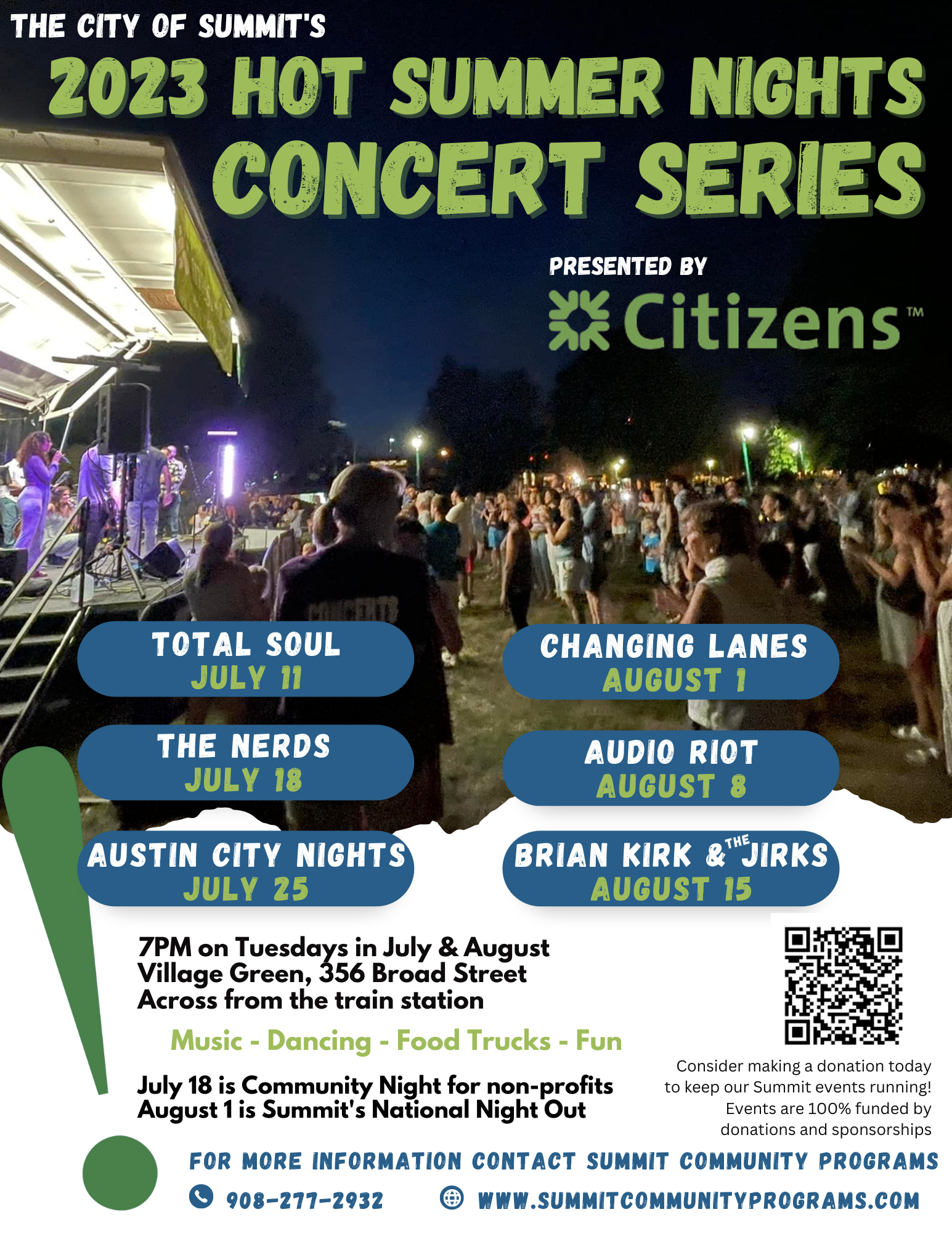 flyer with information on summer concert series