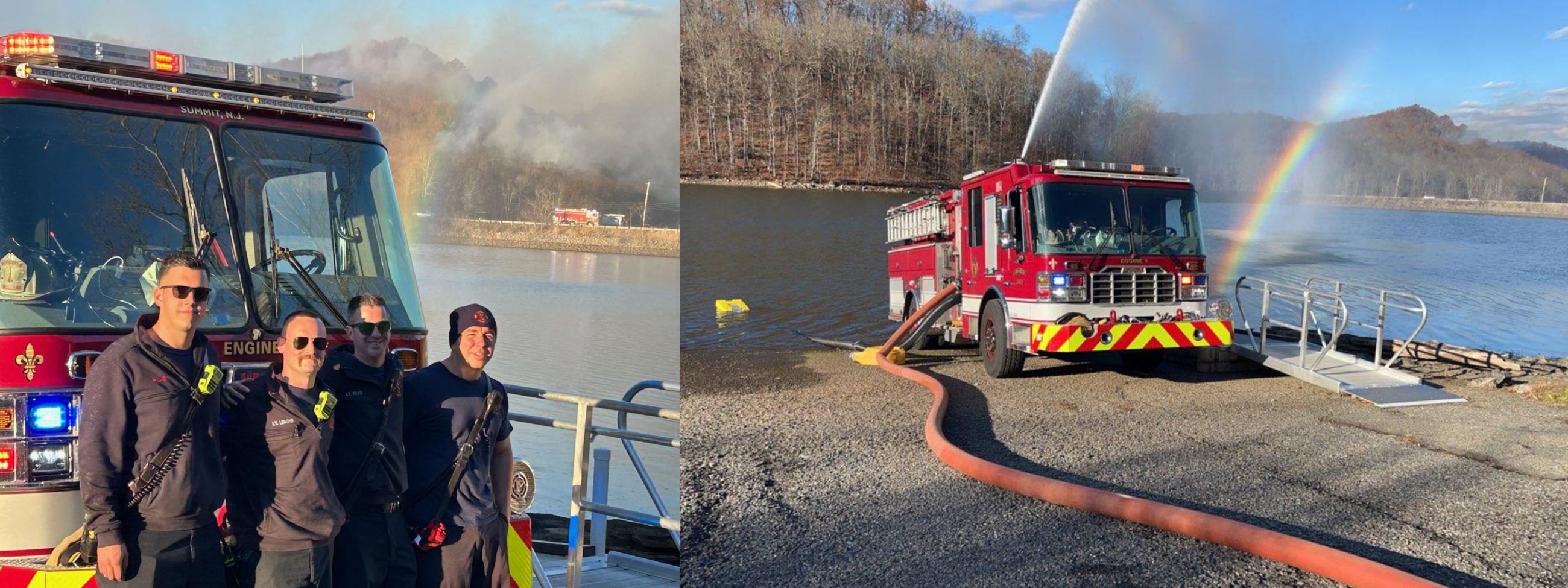 Firefighters next to fire truck