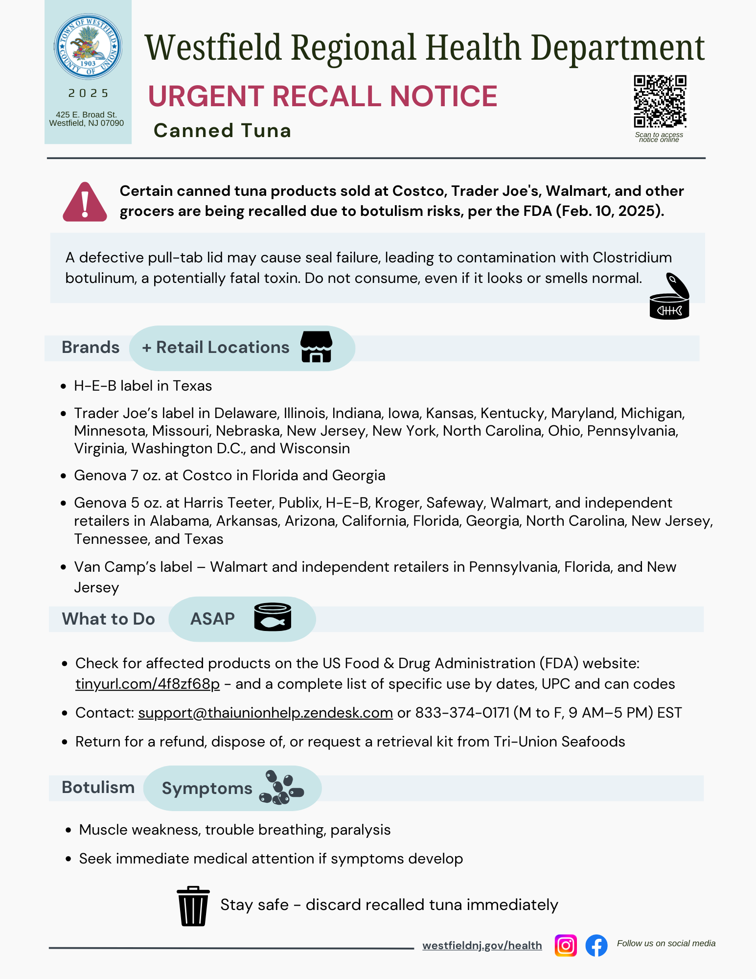 Canned Tuna Recall Flyer