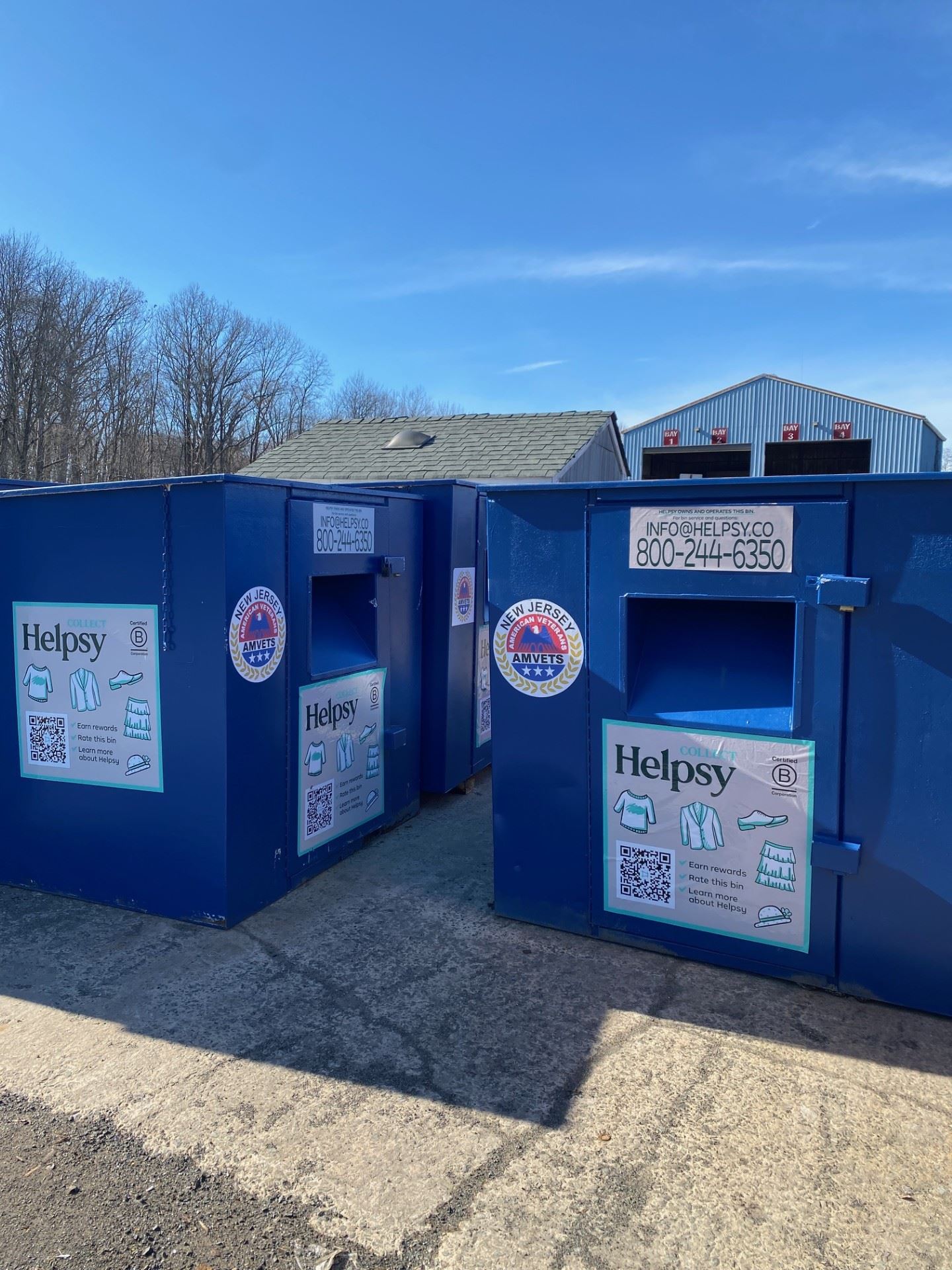 blue recycling bins