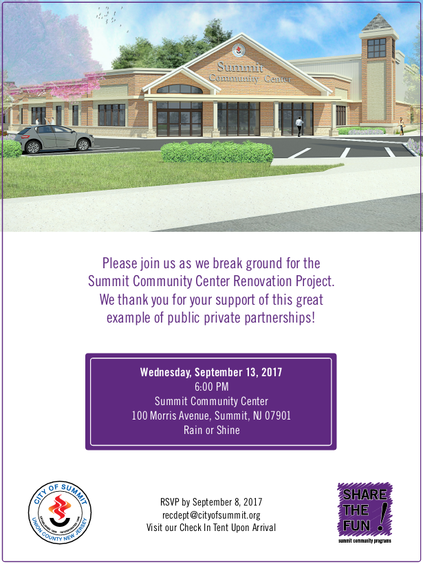 Community Center Groundbreaking flyer