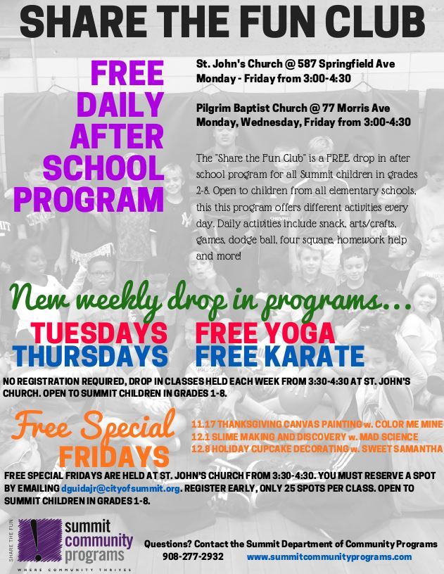 Share the fun club flyer fall 2017