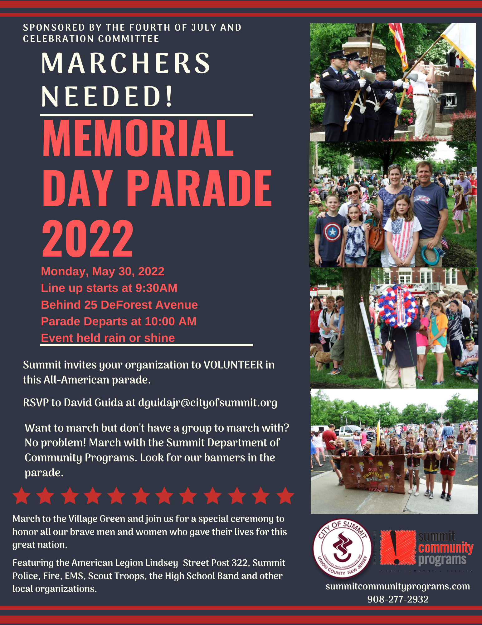 Flyer with information on the 2022 Memorial Day Parade