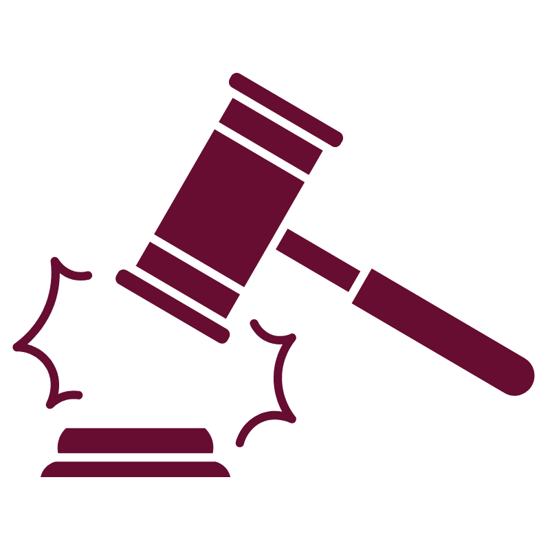 Graphic of a maroon gavel