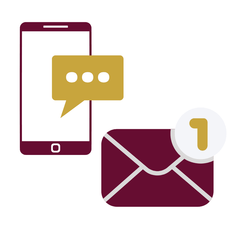 Maroon white and gold notifications graphic